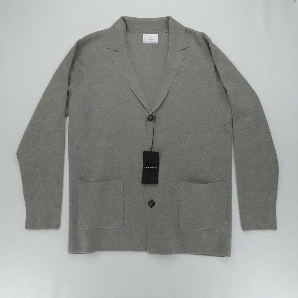 7 Diamonds Knit Cardigan Men XXL Gray Brighton Patch Pockets Sweater Minimalist